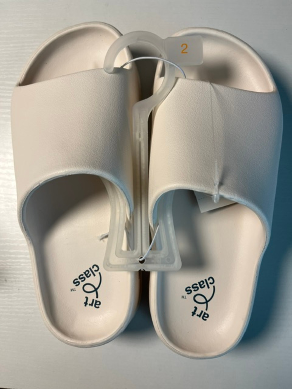 White Slide Sandals Art Class Size 2